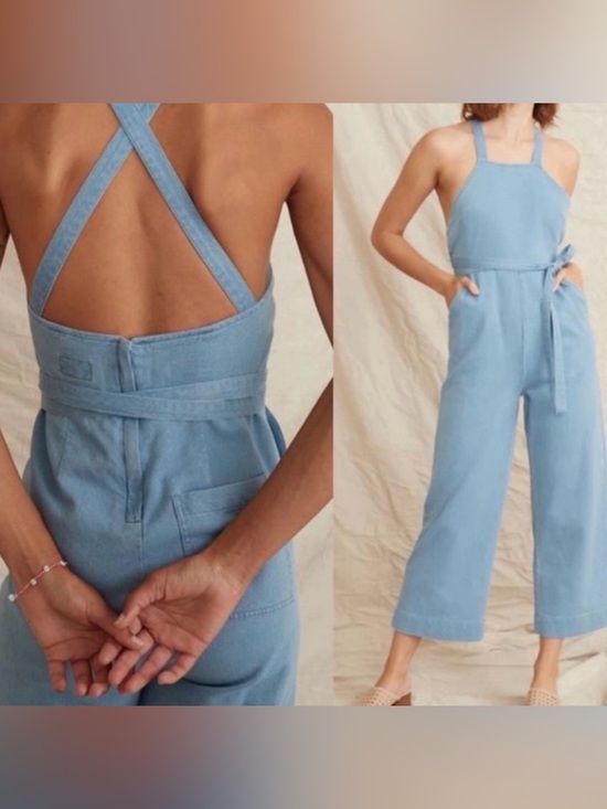 Marine Layer Pants - Marine Layer Tess Jumpsuit in Light Indigo Size 8